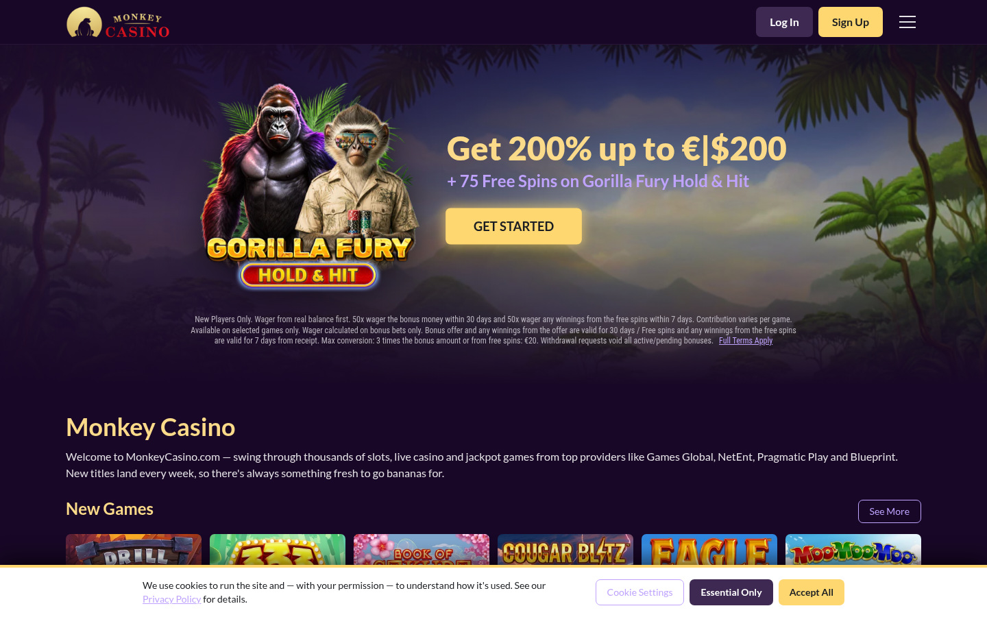 Qbid tas-sors dwar MonkeyCasino