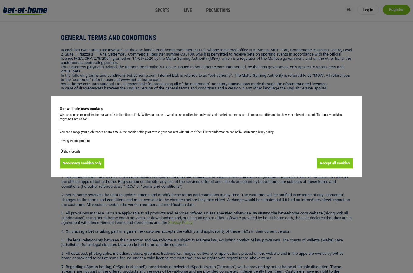 Dated source capture for Bet-at-home
